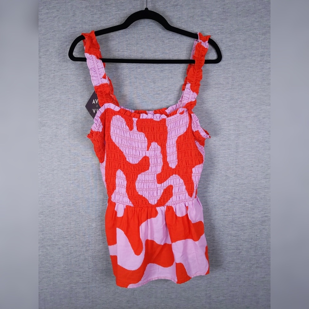 3x 👯‍♀️Host Pick⚡️Ava & Viv Smocked Peplum Sleeveless Top - Picture 4 of 10